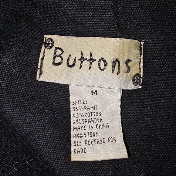 Buttons Cotton Blend Black Jacket Women's M With Button Details & Pockets - Picture 7 of 8